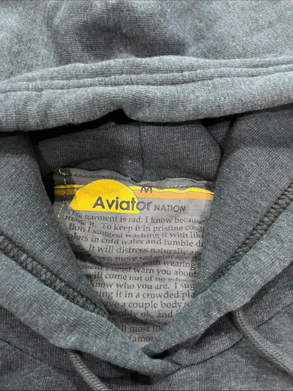 NEW Aviator Nation Mountain Stitch Chevron Relaxed Hoodie Charcoal Size Medium - Picture 6 of 7